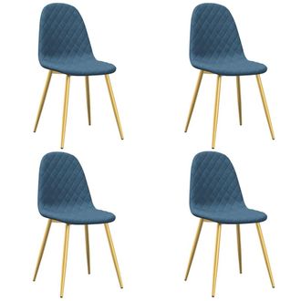 vidaXL Sillas De Comedor 4 Unidades Terciopelo Azul Vidaxl