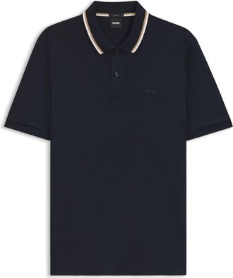 HUGO BOSS Mens Penrose 38 Slim Fit Polo Shirt in Dark Blue Cotton - Size Medium