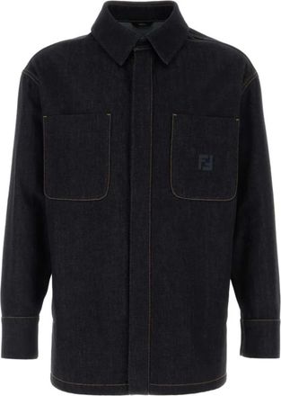 Fendi Jassen, Heren, Bruin, M, Bruine Jassen met Blauwe Accents