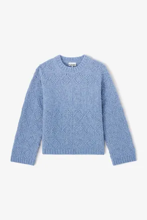 Ganni Blue Cotton Wool Bubble Sweater - Size XXS