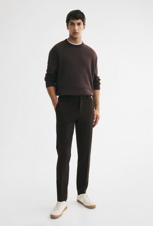 H&M Slim Fit Tailored Trousers in Dark Brown at Nordstrom, Size 36