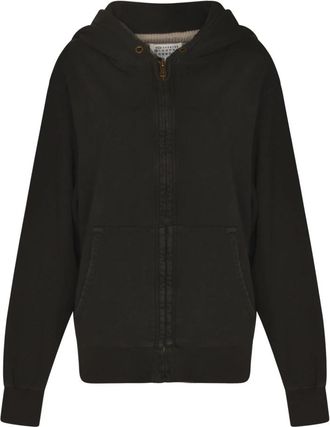 Maison Margiela Hooded Sweatshirt met Rits - Dames - Vesten met rits - Zwart - L - Katoen - Hoodies & sweatvesten