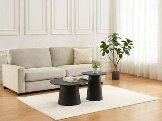 Vente-Unique Tavolini a scomparsa placcatura Rovere Nero - PIARI