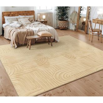 Paco Home Alfombra Salon De Habitacion Pelo Corto Motivo Nordica Boho Dibujo Geometrico 200x280 cm, Beige 7 - Paco Home
