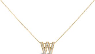 House of Brilliance Yellow Gold Vermeil.925 Sterling Silver Diamond Accent A-Z Initial Bubble Pendant Necklace