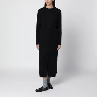 Auralee Abito midi a manica lunga nero in misto lana