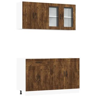 vidaXL Vidaxl - Set Mobili Da Cucina 4 Pz Kalmar Rovere Fumo Legno Multistrato