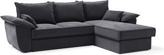 Sia Home Sof&aacute; cama esquinero derecho con arc&oacute;n terciopelo gris grafito 257 cm