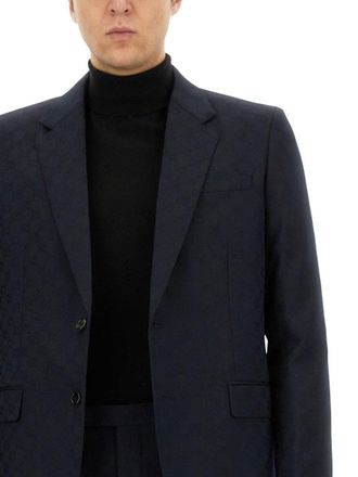 Gucci Jacquard Wool Pant Suit - Blue