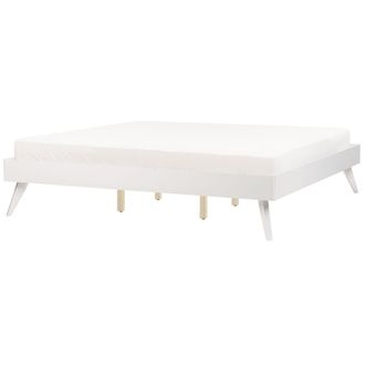 Beliani Cama De Mdf Con Somier De Listones Moderno Blanco 180 X 200 Cm Berric