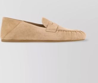 Stuart Weitzman suede finish round toe brooks loafers