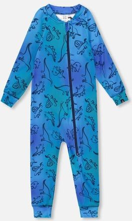 Deux par Deux One-Piece Thermal Underwear Dinosaur in Blue Gradient at Nordstrom, Size 18M