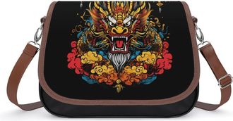 Generic Dragon Golden Womens Crossbody Bag Fashion Shoulder Handbags Message Tote Bag with Adjustable Strap