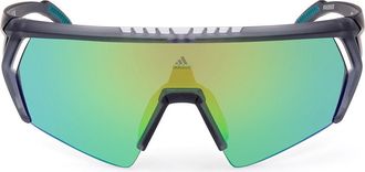 adidas 00mm Shield Sunglasses in Grey/Other /Green Mirror at Nordstrom