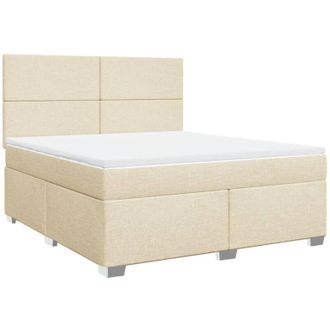 vidaXL Cama Box Spring Con Colch&oacute;n Tela Color Crema 180x200 Cm Vidaxl