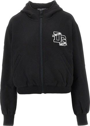 Dolce & Gabbana Full-zip hoodie with logo patch Woman 38
