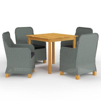 vidaXL Vidaxl - Juego De Comedor Para Jard&iacute;n De 5 Piezas Gris Claro