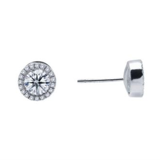 Lafonn Womens Halo Stud Earrings In Silver