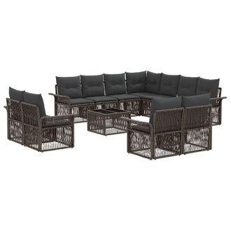 vidaXL Conjunto De Sof&aacute;s De Jard&iacute;n 12 Pcs Gris Y Gris Oscuro Vidaxl