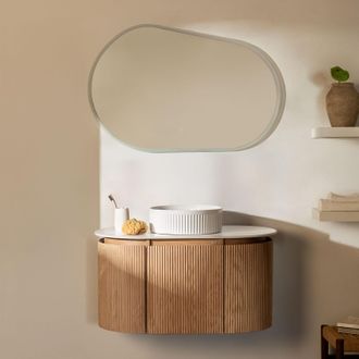 Sklum Conjunto De Mueble De Ba&ntilde;o Suspendido 90x50 Cm En Madera Carsone Sklum