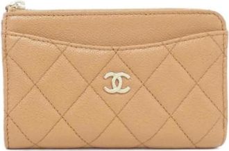 Chanel Pre-owned Business Card Case - Dames - Vintage Accessoires - Beige - ONE Size - Leer - Vintage