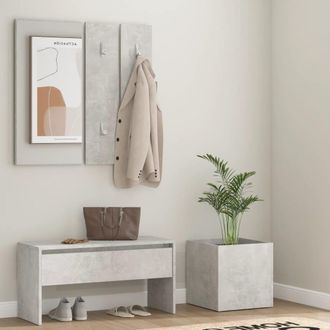 vidaXL Vidaxl - Juego De Muebles Recibidor Madera Contrachapada Hormig&oacute;n Gris