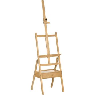 Vinsetto Vinsetto - Caballete De Pintura Sostiene Lienzos Hasta 92 Cm Caballete De Madera Con Caj&oacute;n Y Altura Ajustable 43,5x43x150-190 Cm