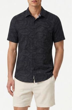 Onia Short Sleeve Linen Blend Button-Up Shirt in Black at Nordstrom Rack, Size X-Large