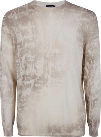 Avant Toi Shelley Marble Effect Light Cashmere Reversible Roundneck