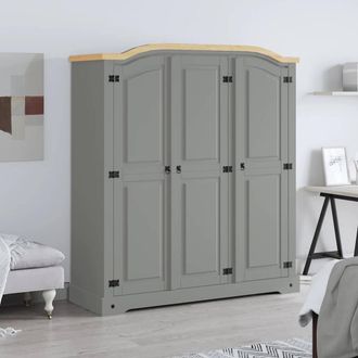 Berkfield Home Wardrobe Mexican Pine Corona Range 3 Doors Grey