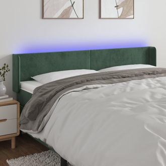 vidaXL Cabecero Con Led De Terciopelo Verde Oscuro 163x16x78/88 Cm Vidaxl