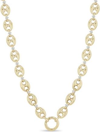 Zo&euml; Chicco 14K Gold Diamond Large Mariner Link Enhancer Necklace in 14K Yellow Gold at Nordstrom, Size 18