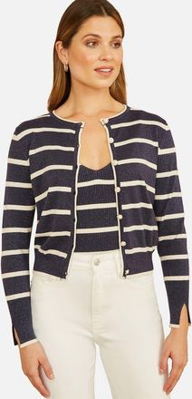 Yumi Long Sleeve Round Neck Cardigan in Navy at Nordstrom, Size Medium