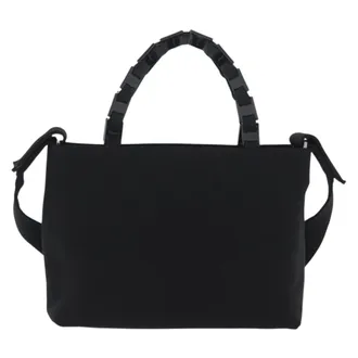Ferragamo Vintage Canvas Black Canvas Handbag (Pre-Owned)