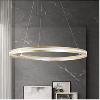 Trade Shop Lampadario Led Moderno a Semicerchio 100w a Sospensione Luce 6500k 70cm Oro 33443 - - Trade Shop Traesio