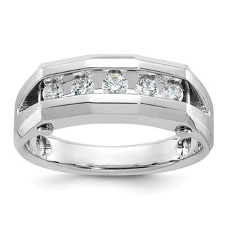 Diamond2Deal 14k White Gold Lab Grown Diamond 5-Stone Band Ring 3/4Ct Clarity- VS Color- G-H