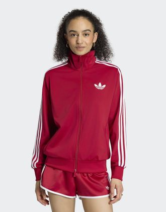 adidas Originals Firebird - Top sportivo ampio rosso/bianco