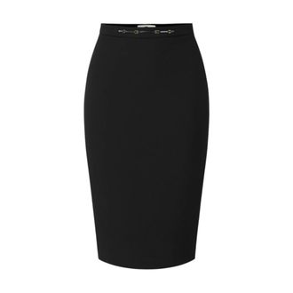 Elisabetta Franchi Gonna in Cr&ecirc;pe Elasticizzato con Chiusura Gioiello Logo - - Skirts - Donna - Nero - M
