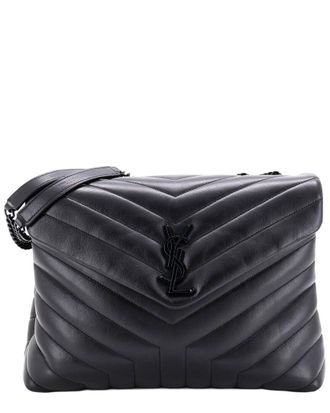 Saint Laurent Black Matelasse Chevron Leather Loulou Shoulder Bag Medium (Authentic Pre-Loved)
