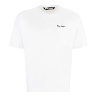 Palm Angels T-Shirts, male, White, Size: XL Cotton crew-neck T-shirt