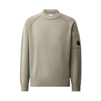 C.P. Company Chenille Cotton Lens Jumper - male - C.P. Company - Round-neck Knitwear - Gray - 2XL - Knitwear