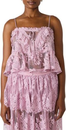 Steve Madden Arietty Lace Ruffle Trim Babydoll Top in Mauve Shadows at Nordstrom, Size X-Large