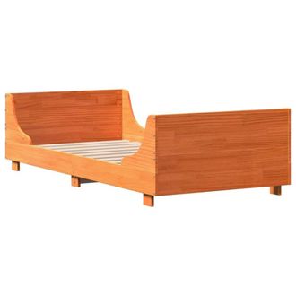 Berkfield Home Modern Bed Frame Frame Wax Brown 75x190 cm Small Single Solid Woo