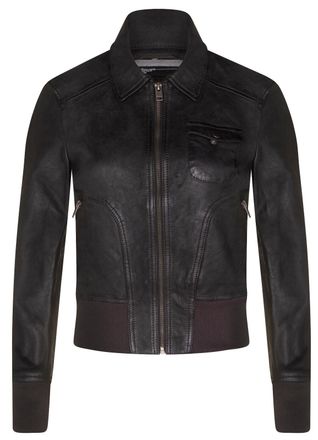 Infinity Leather Womens MA-1 Varsity Bomber Jacket-Modbury - Grey Lamb Leather - Size 18 UK