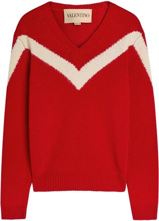 Valentino Garavani Intarsia Wool Jumper - Red - L