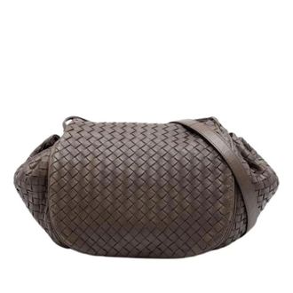 Bottega Veneta Pre-owned Cross Body Bags, female, Brown, Size: ONE SIZE Pre-owned Woven Nappa Crossbody Bag