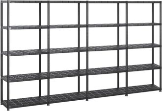 vidaXL Estanter&iacute;as De Almacenaje 5 Niveles Pl&aacute;stico Negro 284x38x170cm Vidaxl