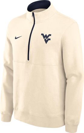 Nike West Virginia Primetime Primary Logo Nike Mens College 1/2-Zip Crew in Brown | 02JW0C38WVN-G24