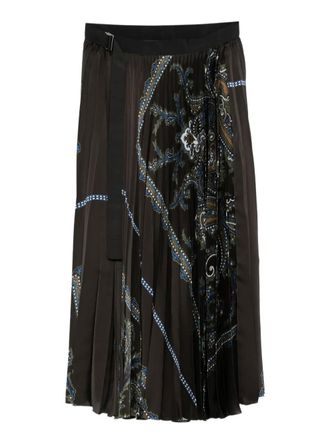 sacai Plooirok met paisley-print - Groen