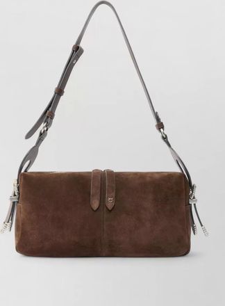 Pinko shoulder bag suede finish adjustable strap buckle